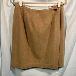 David N 100% Camelhair Knee Length Wrap Pencil Skirt Size 12 Career Preppy